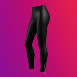 Miley Cyrus & Max Azria Black Shiny Wet Look Leggings With Ankle Zipper Small